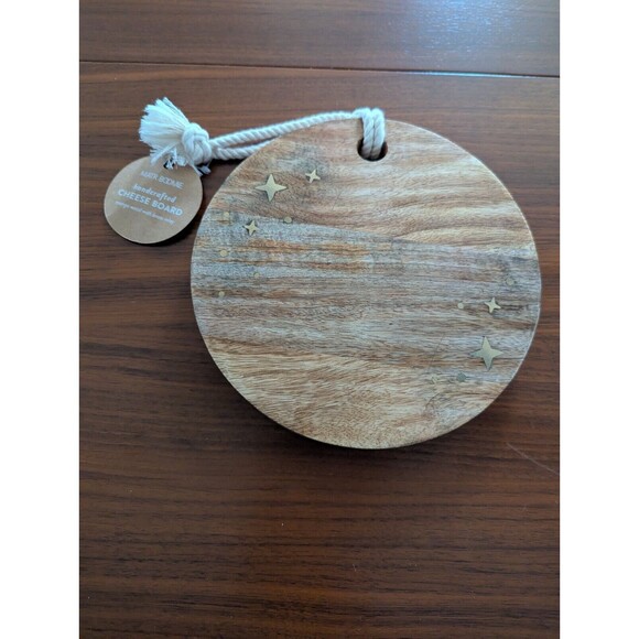 Matr Boomie Handcrafted Cheese Board Mango Wood With Brass Inlays - Picture 1 of 4